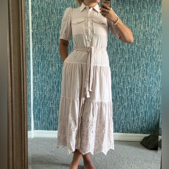 Elie Tahari High End Line Light Pink Eyelet Maxi Dress - Picture 9 of 10